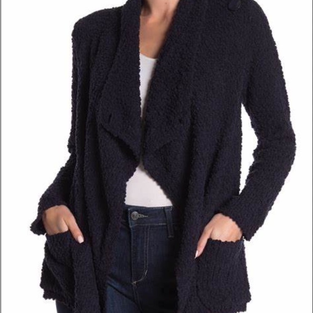 NWT Bobeau Boucle Popcorn Draped Button Cardigan